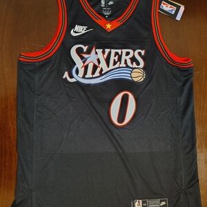 NWT! Tyrese Maxey #0 Philadelphia 76ers Retro Swingman Black Jersey!